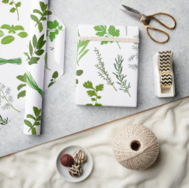 Papel De Presente Herbáceas de Cozinhar verde