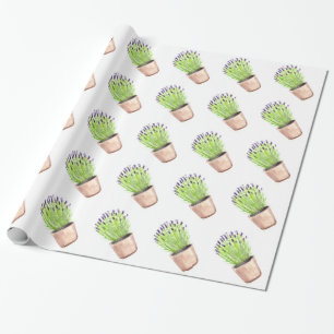 Papel De Presente Herbáceas de lavanda aquarela Flores Roxas Violet
