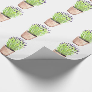 Papel De Presente Herbáceas de lavanda aquarela Flores Roxas Violeta
