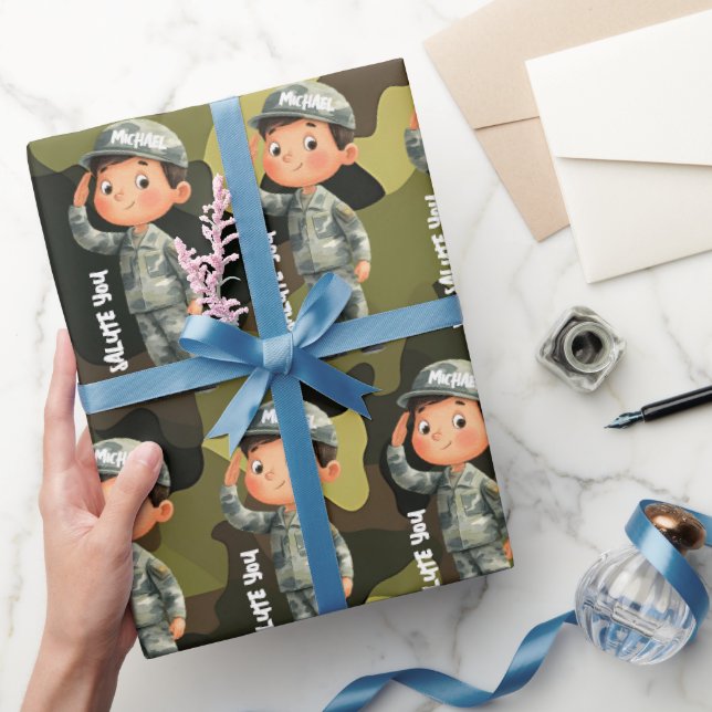 Papel De Presente Hero Salute Military Wrapping Paper (Presentear)