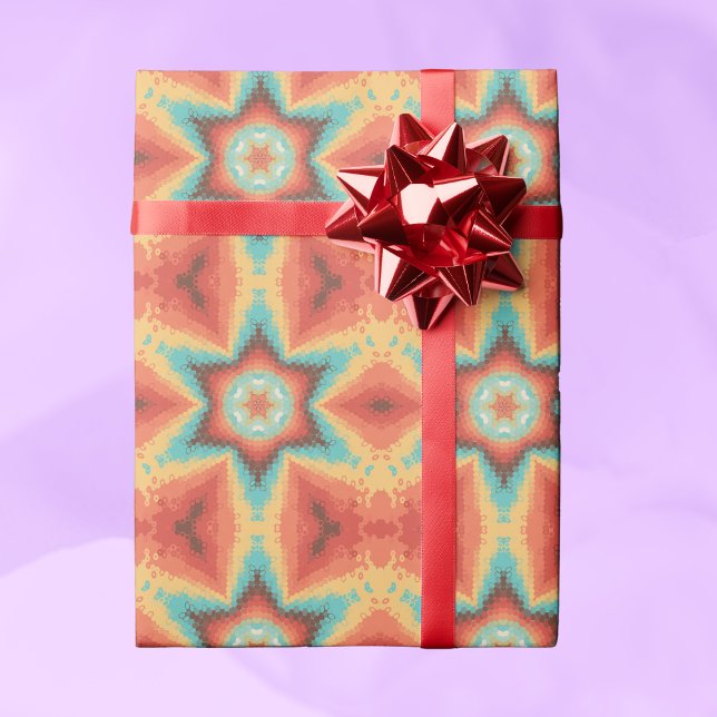 Papel De Presente Hex Mandala Orange Blue e Amarelo (Criador carregado)