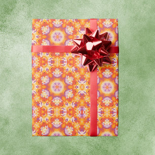 Papel De Presente Hex Mandala Orange Purple e White