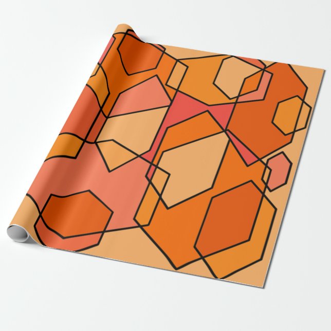 Papel De Presente Hexagon Bauhaus - Orange (Desenrolado)