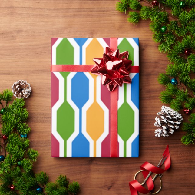 Papel De Presente Hexágonos Retro (Presente de Natal)