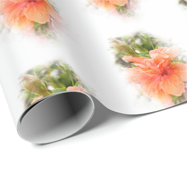 Papel De Presente hibisco laranja na máscara mole (Ponta do rolo)