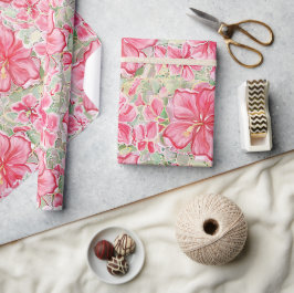 Papel De Presente Hibiscus e rendas RED