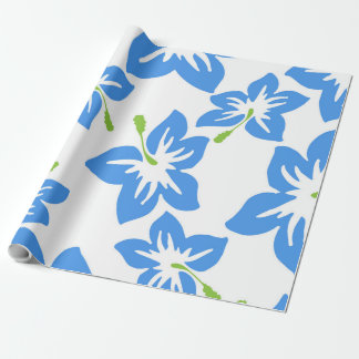 Papel De Presente Hibiscus Flor Azul Floral Fofo