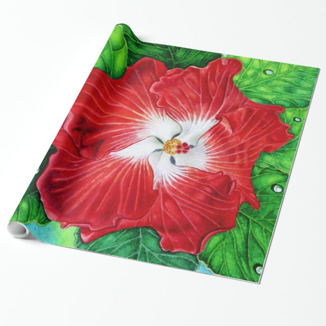 Papel De Presente Hibiscus havaiano (Desenrolado)