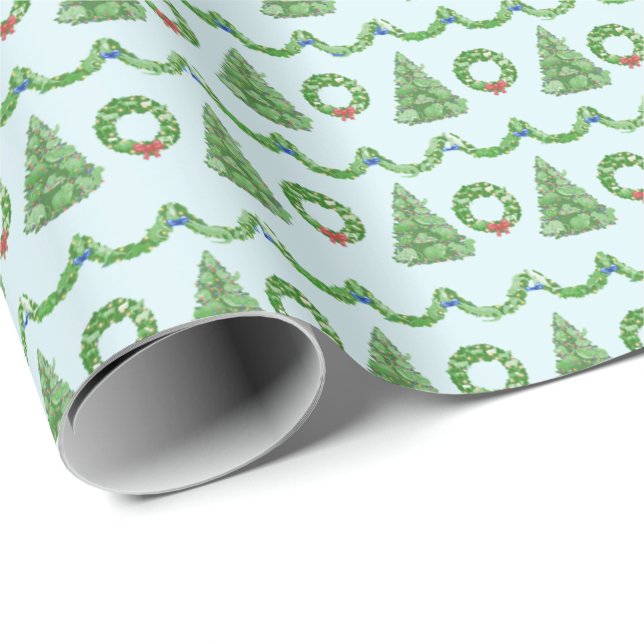 Papel De Presente Hidden Animals Holiday Wrapping Paper (Ponta do rolo)