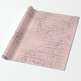 Papel De Presente Hieroglifos Egípcios Pastel Rosa Dourado Pastel Se