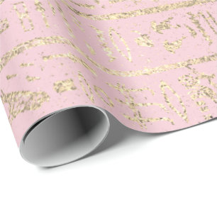 Papel De Presente Hieroglifos Egípcios Pastel Rosa Dourado Pastel Se