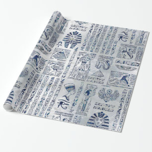 Papel De Presente Hieroglyphs e olmo egípcios das deidades na péro