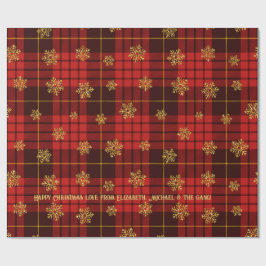 Papel De Presente Highland Heart Tartan Dourado Snowflake Personaliz