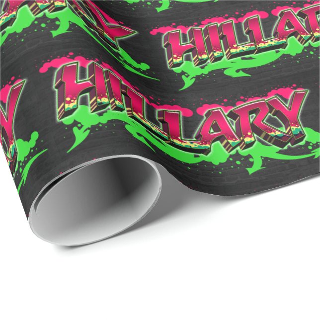 Papel De Presente Hillary Vorname Name Graffiti red green (Ponta do rolo)
