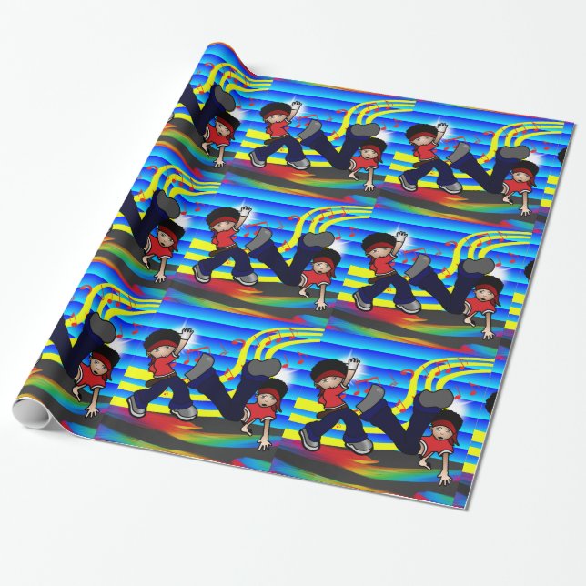 Papel De Presente Hip Hop Break Dancing 2 Kids (Desenrolado)