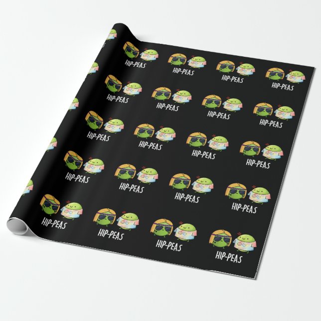 Papel De Presente Hip-peas Engraçado Hippie Peas Pun Dark BG (Desenrolado)
