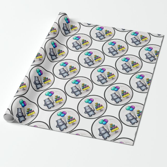 Papel De Presente Hipopótamo doce (Desenrolado)