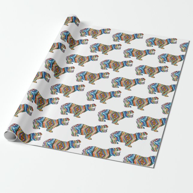 Papel De Presente Hipopótamo Psicodélico (Desenrolado)
