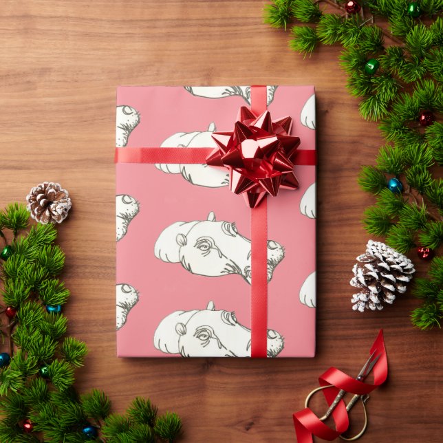 Papel De Presente Hippo desenhando a rosa (Presente de Natal)