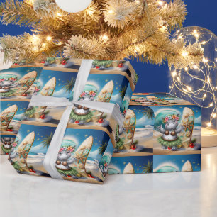 Papel De Presente Hippo Natal Tema Havaiano para Amantes de Animais