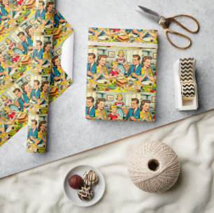 Papel De Presente Histórias em quadrinhos da família feliz