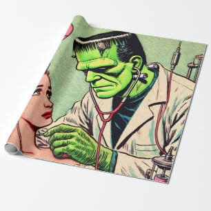 Papel De Presente Histórias em quadrinhos de Amor Monstro Retro