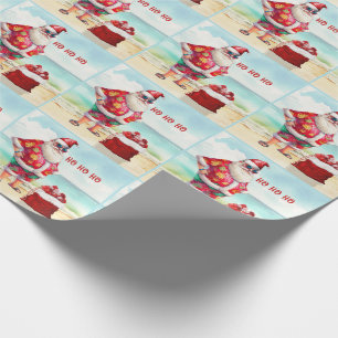 Papel De Presente Ho Ho Beach Loving Santa Clause Natal