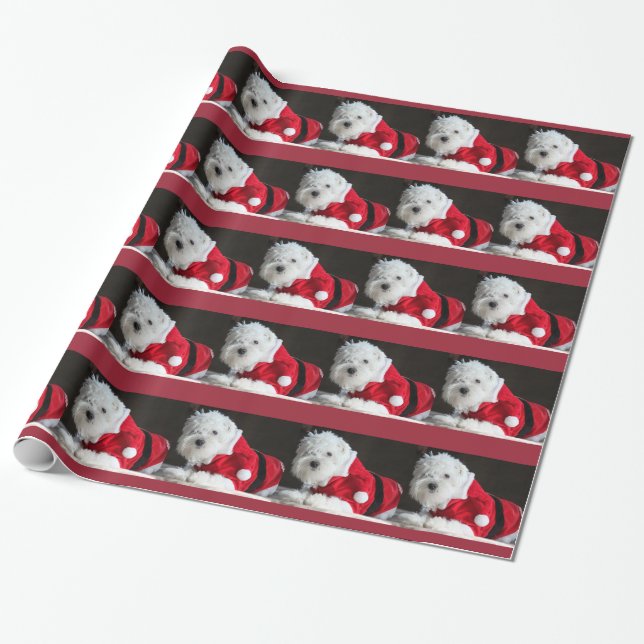 Papel De Presente Ho! Ho! Ho! Cão do papai noel (Desenrolado)
