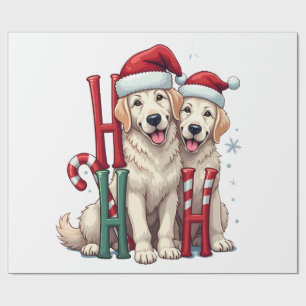 Papel De Presente Ho Ho Ho Grande Amante de Cães Pirenéus Natal Papa