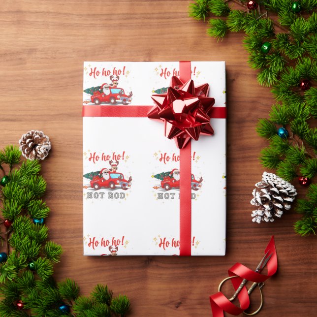 Papel De Presente Ho ho ho o Hot Rod Papais noeis de Natal Reindeer  (Presente de Natal)