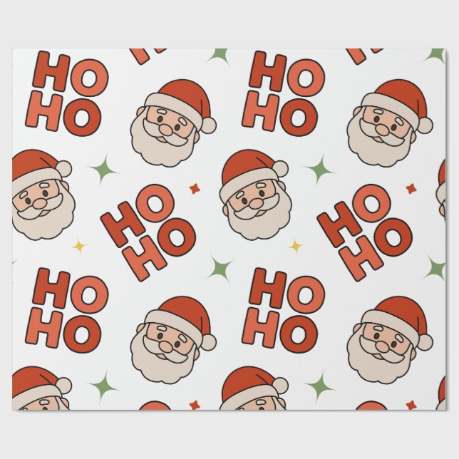 Papel De Presente Ho Ho Ho Santa Wrapping Paper – Fun & Festive (Aberto)