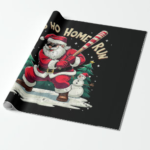 Papel De Presente Ho Ho Home Run Natal Antigo Papai Noel Jogando Bei