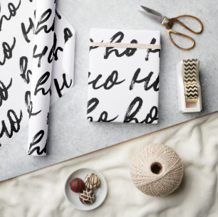 Papel De Presente Ho Ho Moderno Mão Minimalista Desenhou Natal