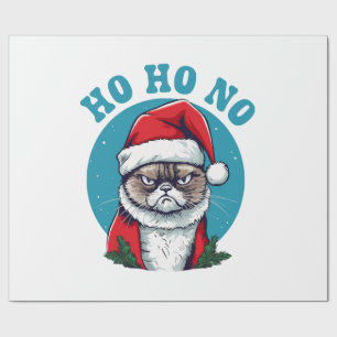 Papel De Presente Ho ho não - gato de natal engraçado e rabugento