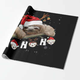 Papel De Presente Ho Ho Sloth Christmas Santa Hat Reindeer