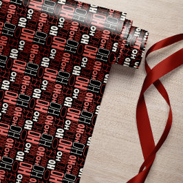 Papel De Presente Ho Ho Typografia Natal Preto