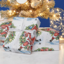Papel De Presente  Hockey Christmas with Santa Claus