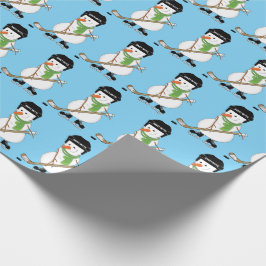 Papel De Presente Hockey Snowman Papel de Molho de Natal