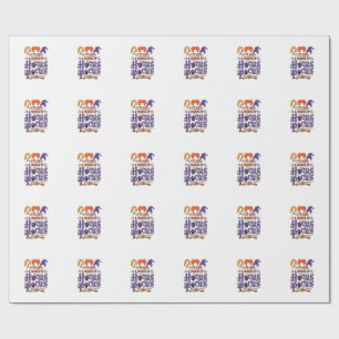 Papel De Presente Hocus Pocus Halloween Bruxas Caldeirão Vassoura Ga