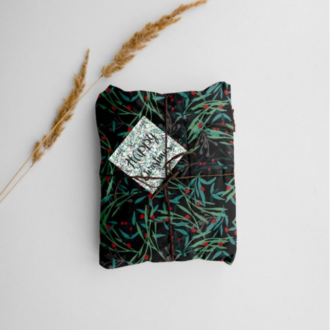Papel De Presente Hojas de acebo para envolver tus regalos (Christmas gift wrapping paper with botanical prints)