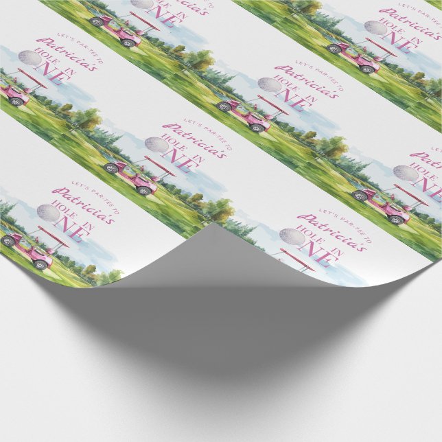 Papel De Presente Hole In One Pink Golf 1st Birthday  (Ponta)