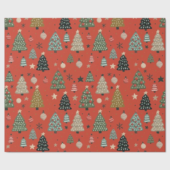 Papel De Presente Holiday Echoes-Red Wrapping Paper (Barra)