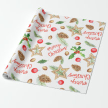 Holiday Gift Wrap Feliz Natal Stars