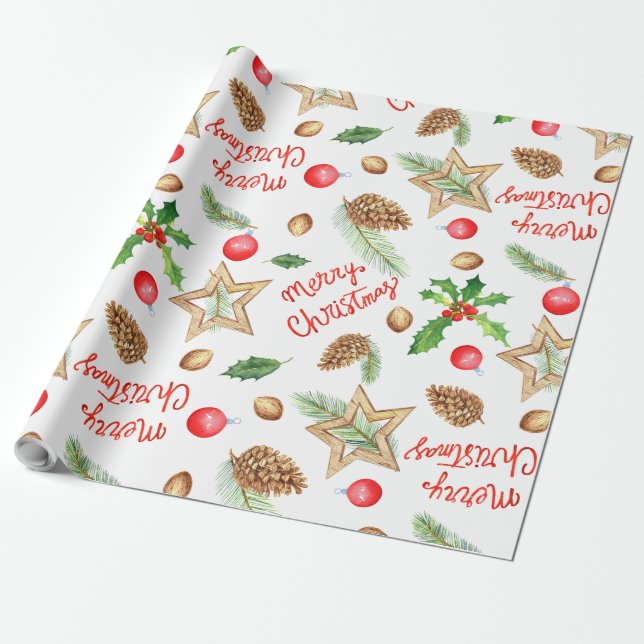Papel De Presente Holiday Gift Wrap Feliz Natal Stars (Desenrolado)