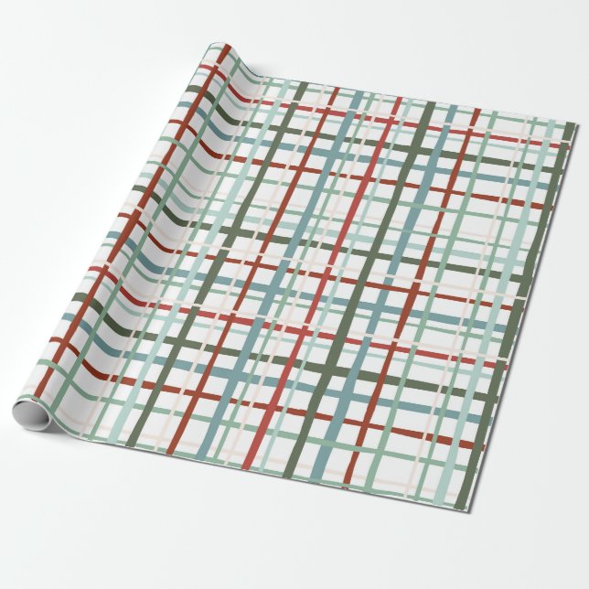 Papel De Presente Holiday Gingham - Pacífica (Desenrolado)