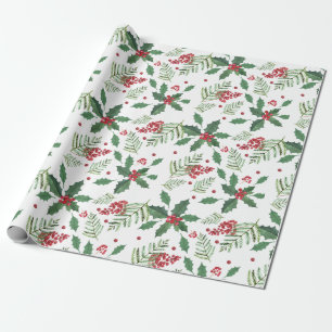 Papel De Presente Holiday Holly & Berries - Grande