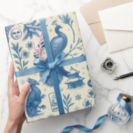 Papel De Presente Holiday & Winter Mahjong Toile Wrapping Paper