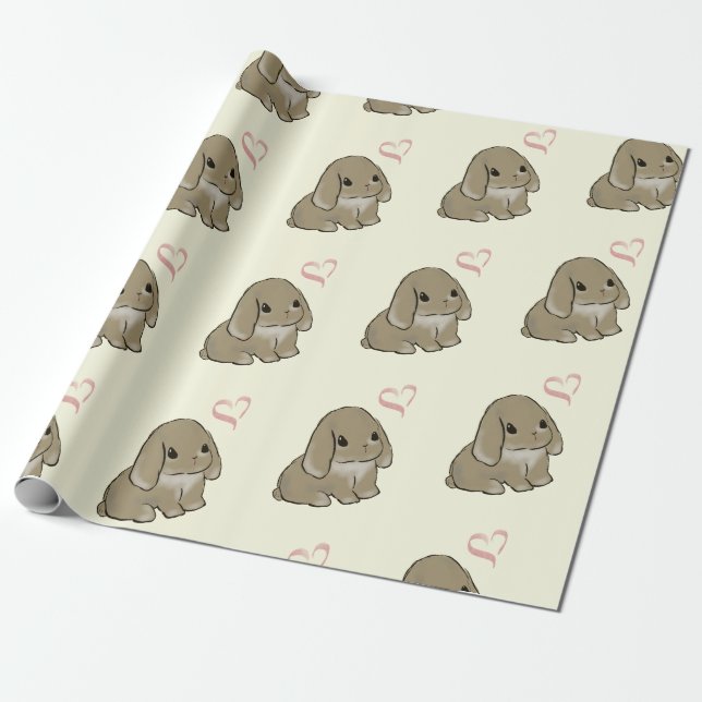 Papel De Presente Holland lop with heart yellow  (Desenrolado)