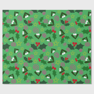 Papel De Presente Holly and Mistletoe Holiday Wrapping Paper