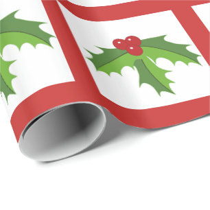 Papel De Presente Holly Berries